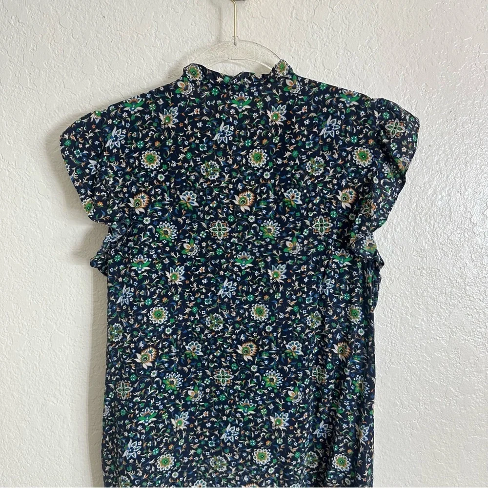 Tory Burch Printed Ruffle Shell Top size 4